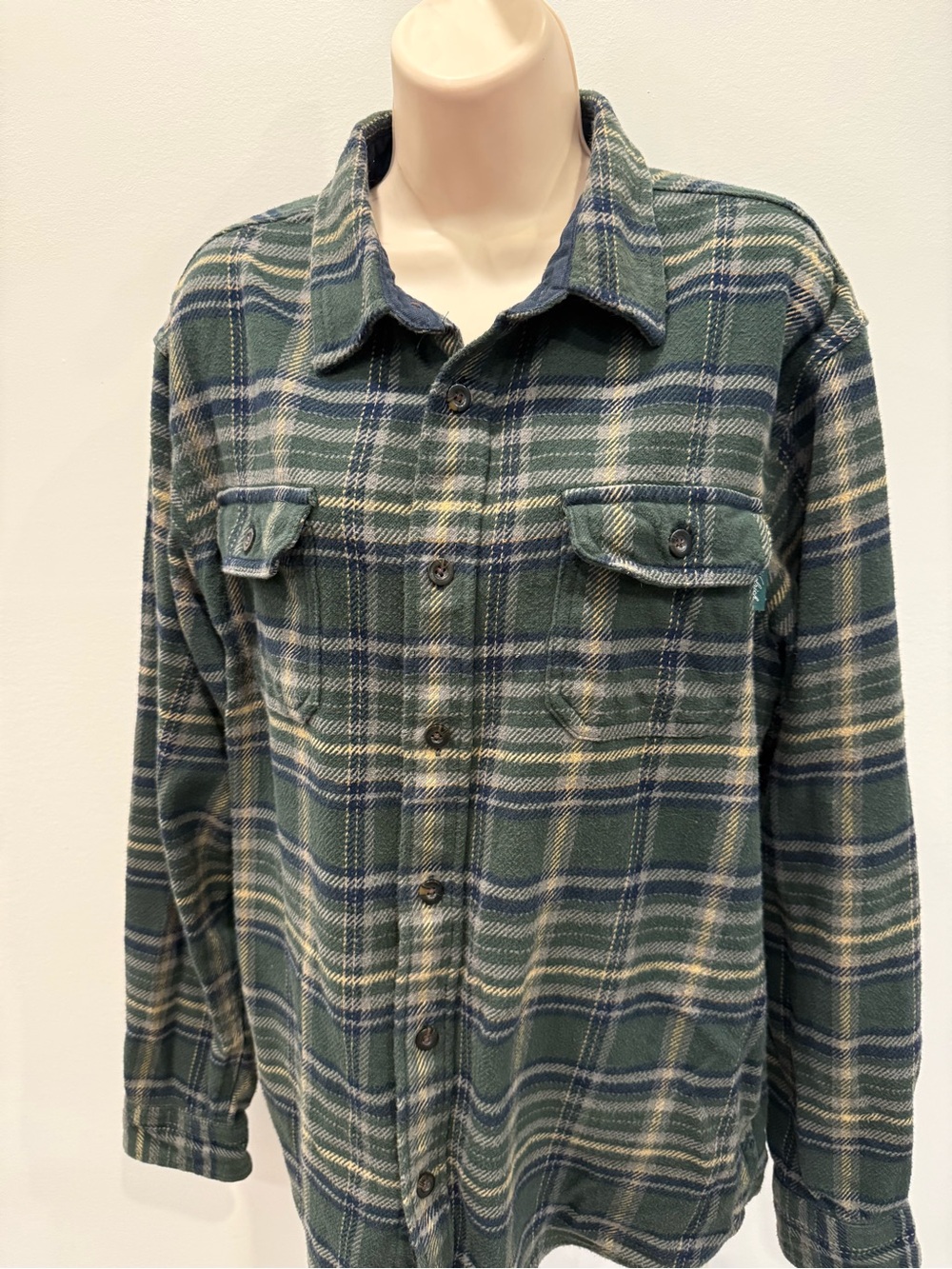 Woolrich Premium Collection Green Cream Plaid Shirt Jacket Flannel Shacket
